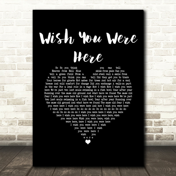 Aslan Wish You Were Here Black Heart Song Lyric Music Art Print