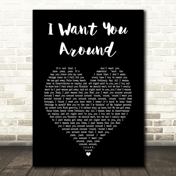 Snoh Aalegra I Want You Around Black Heart Song Lyric Music Art Print