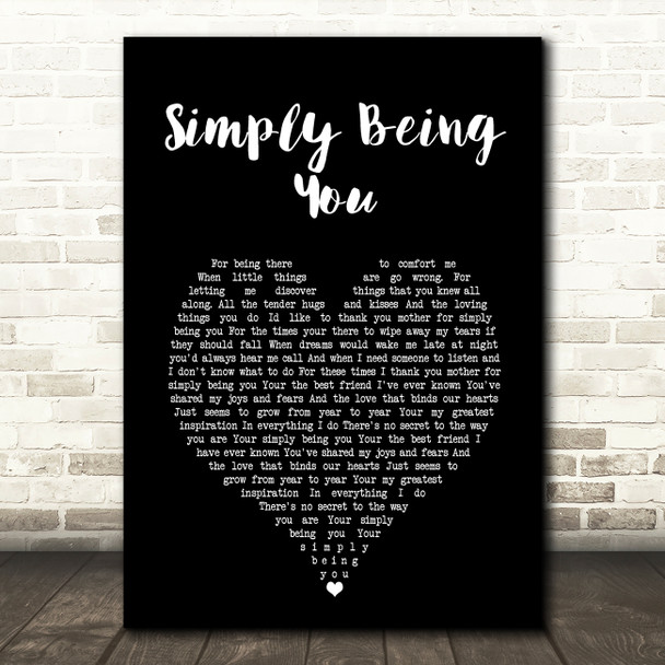 Isla Grant Simply Being You Black Heart Song Lyric Music Art Print