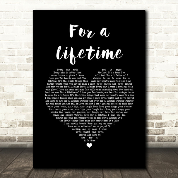 Ryann Darling For a Lifetime Black Heart Song Lyric Music Art Print