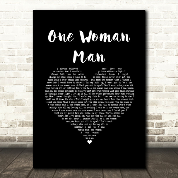 John Legend One Woman Man Black Heart Song Lyric Music Art Print