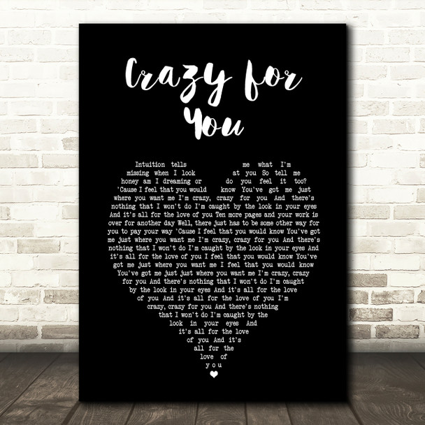 Let Loose Crazy for You Black Heart Song Lyric Music Art Print