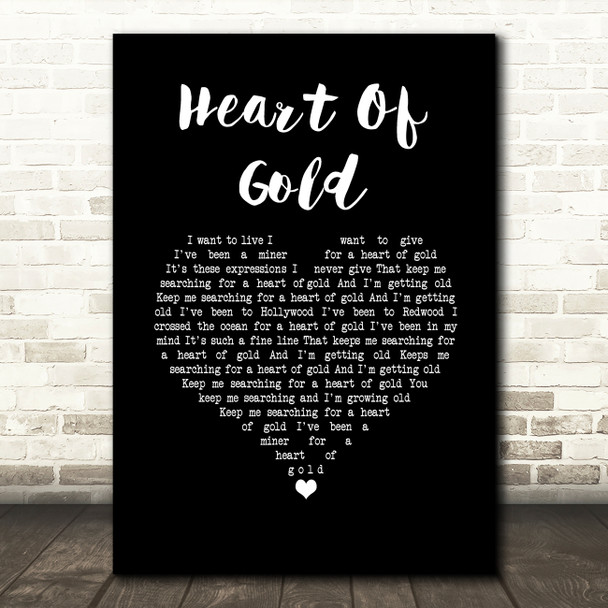 Neil Young Heart Of Gold Black Heart Song Lyric Music Art Print