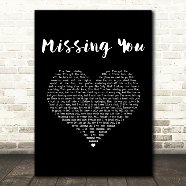 Chris De Burgh Missing You Black Heart Song Lyric Music Art Print