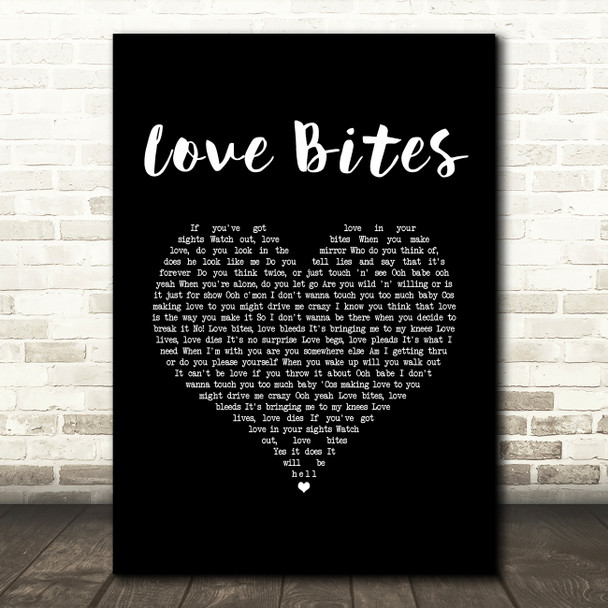 Def Leppard Love Bites Black Heart Song Lyric Music Art Print