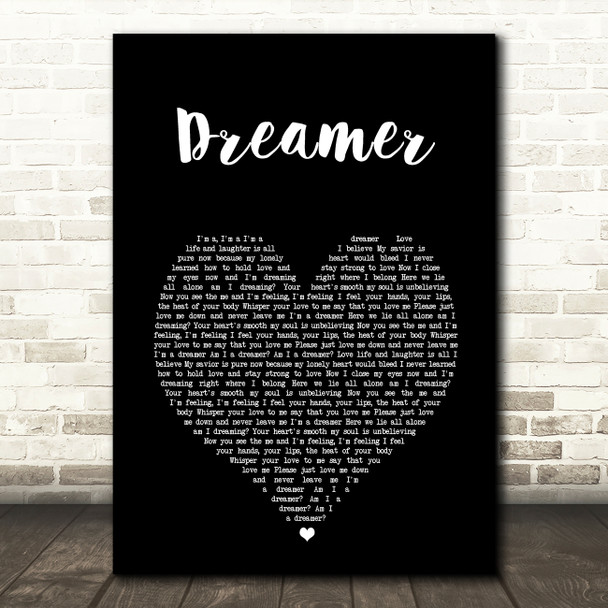 Living Joy Dreamer Black Heart Song Lyric Music Art Print
