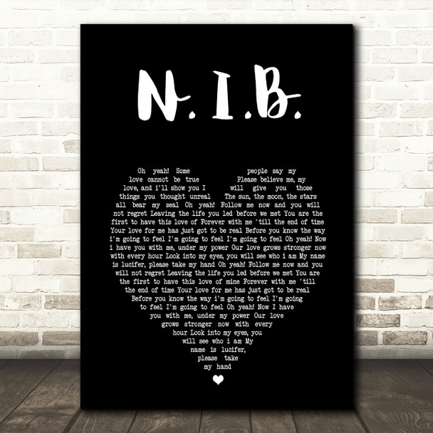 Black Sabbath N.I.B. Black Heart Song Lyric Music Art Print