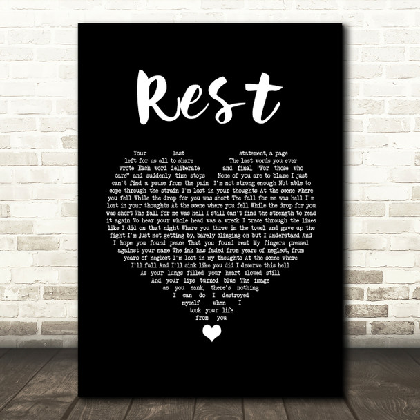 Wilderness Rest Black Heart Song Lyric Music Art Print