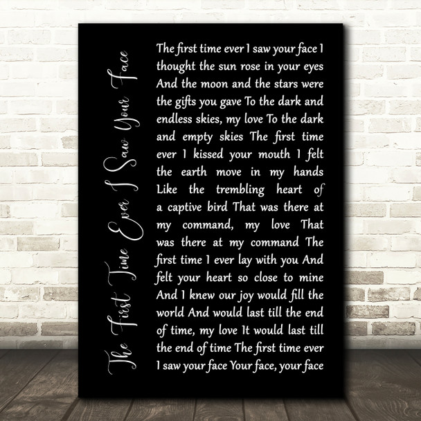 Roberta Flack The First Time Ever I Saw Your Face Black Script Song Lyric Music Art Print