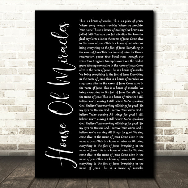 Brandon Lake House Of Miracles Black Script Song Lyric Music Art Print