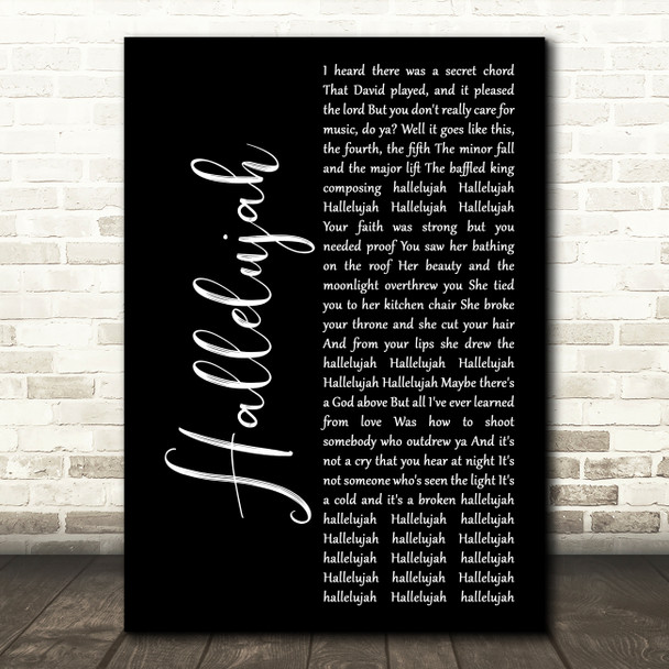 Alexander Burke Hallelujah Black Script Song Lyric Music Art Print