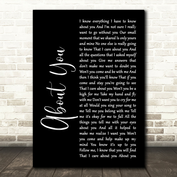 Cecilio & Kapono About You Black Script Song Lyric Music Art Print