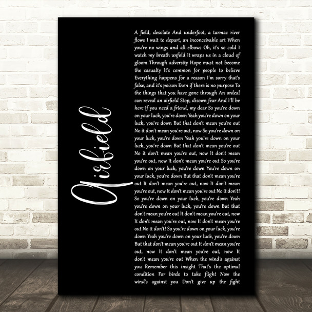 Enter Shikari Airfield Black Script Song Lyric Music Art Print