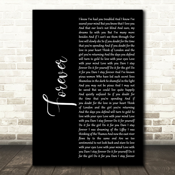 Mumford & Sons Forever Black Script Song Lyric Music Art Print