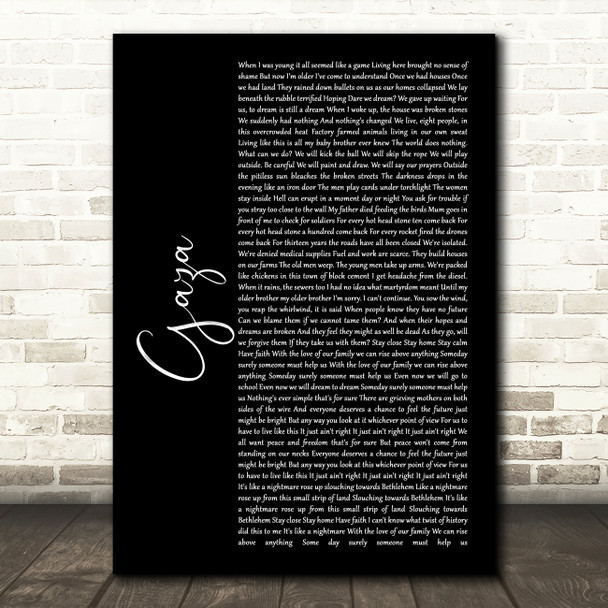 Marillion Gaza Black Script Song Lyric Music Art Print