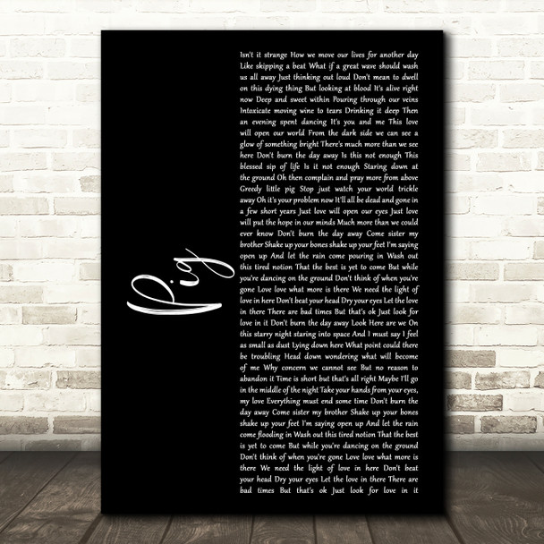 Dave Matthews Band Pig Black Script Song Lyric Music Art Print