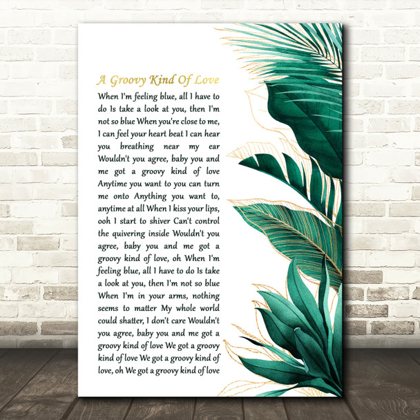 Phil Collins A Groovy Kind Of Love Gold Green Botanical Leaves Side Script Song Lyric Music Art Print