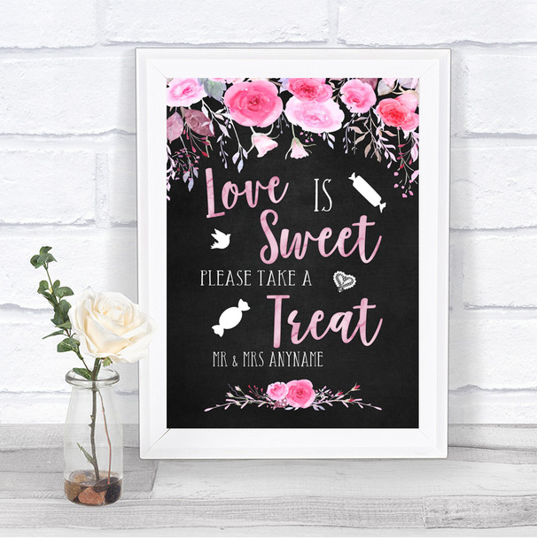 Chalk Watercolour Pink Love Is Sweet Take A Treat Candy Buffet Wedding Sign