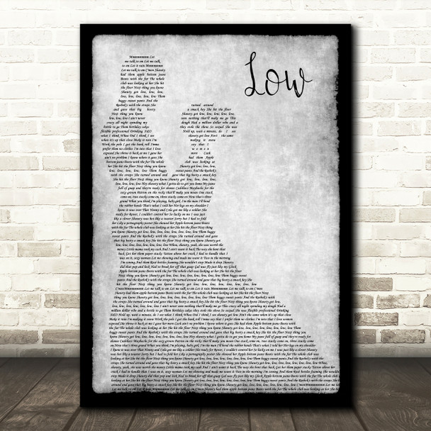 Flo Rida Low Grey Man Lady Dancing Song Lyric Music Art Print