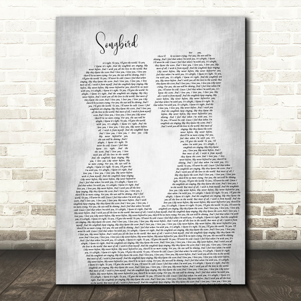 Fleetwood Mac Songbird Two Men Gay Couple Wedding Grey Song Lyric Music Art Print