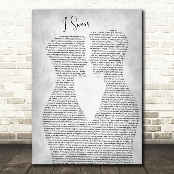 All 4 One I Swear Two Men Gay Couple Wedding Grey Song Lyric Music Art Print