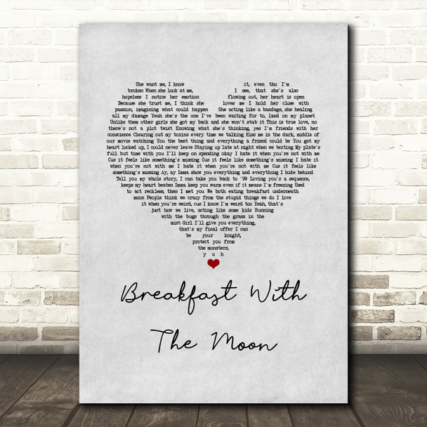 Powfu Breakfast With The Moon Grey Heart Song Lyric Music Art Print