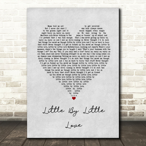 Tom Grennan Little By Little Love Grey Heart Song Lyric Music Art Print