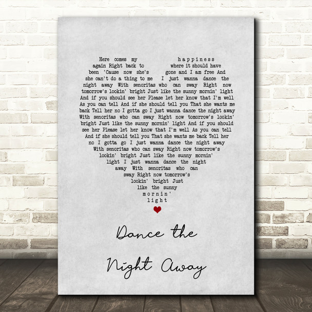 The Mavericks Dance the Night Away Grey Heart Song Lyric Music Art Print