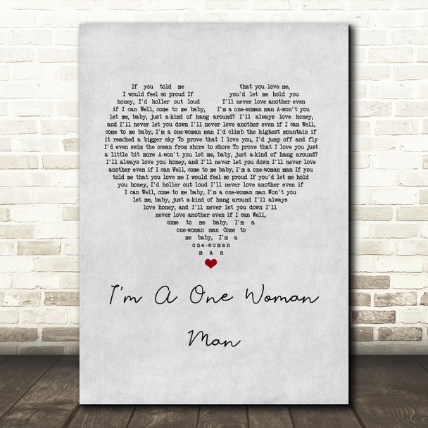 George Jones I'm A One Woman Man Grey Heart Song Lyric Music Art Print