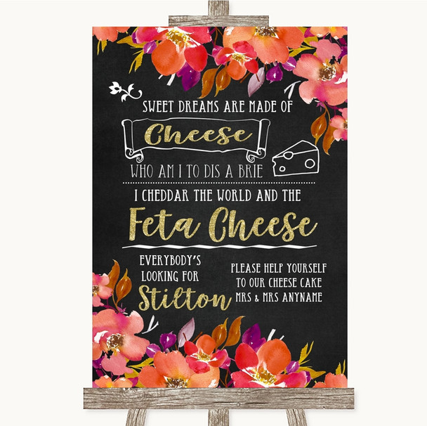 Pink Coral Orange & Purple Cheesecake Cheese Song Personalized Wedding Sign