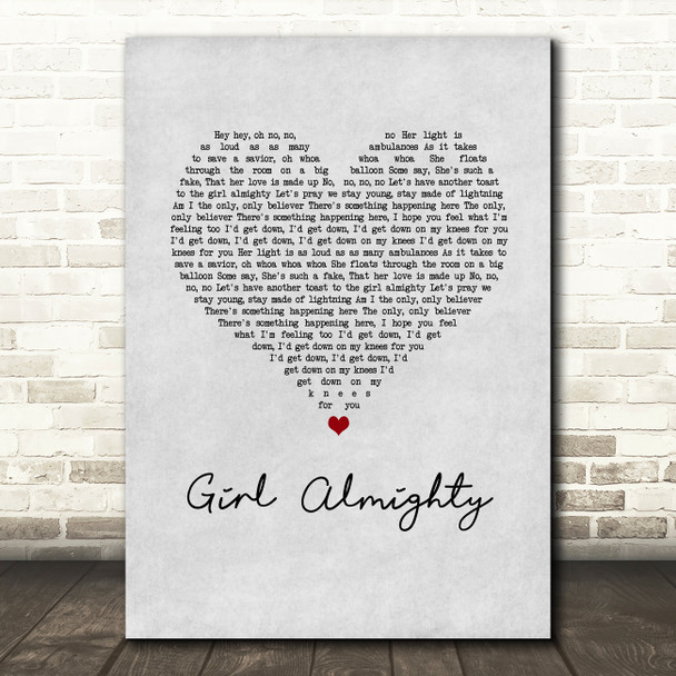 One Direction Girl Almighty Grey Heart Song Lyric Music Art Print