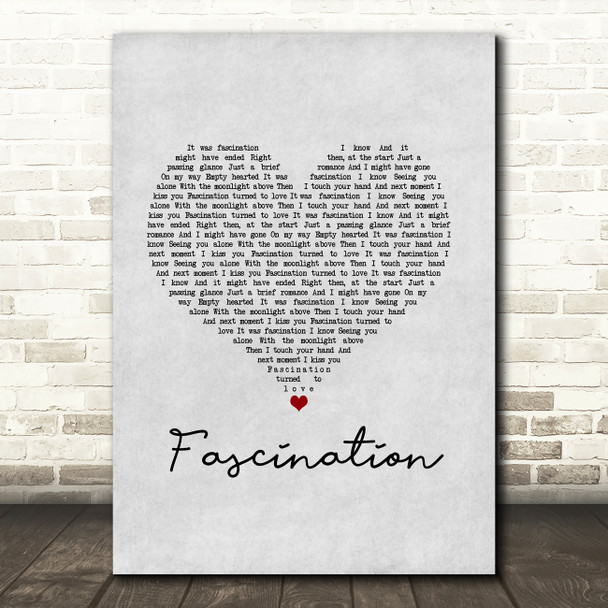 Nat King Cole Fascination Grey Heart Song Lyric Music Art Print