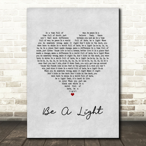 Thomas Rhett Be A Light Grey Heart Song Lyric Music Art Print