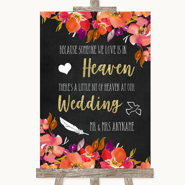 Pink Coral Orange & Purple Heaven Loved Ones Personalized Wedding Sign