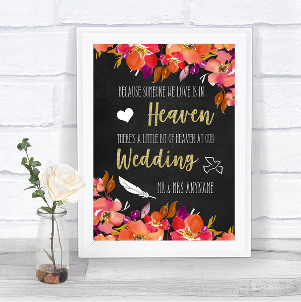 Pink Coral Orange & Purple Heaven Loved Ones Personalized Wedding Sign