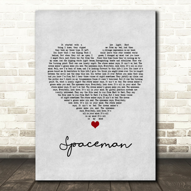 The Killers Spaceman Grey Heart Song Lyric Music Art Print