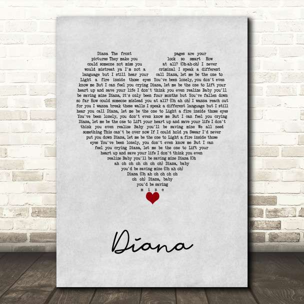 One Direction Diana Grey Heart Song Lyric Music Art Print