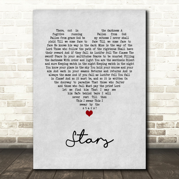 Russell Crowe Stars Grey Heart Song Lyric Music Art Print