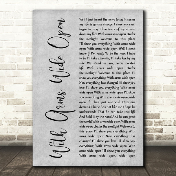 Creed With Arms Wide Open Grey Rustic Script Song Lyric Music Art Print