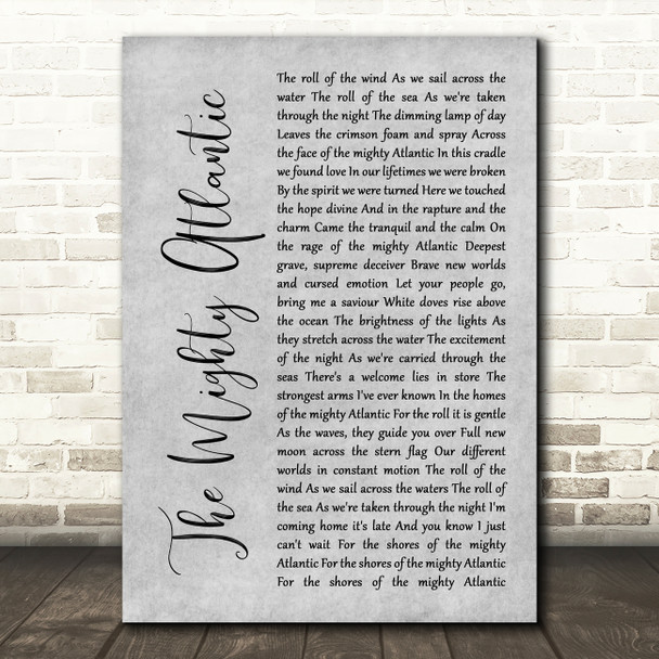 Runrig The Mighty Atlantic Grey Rustic Script Song Lyric Music Art Print