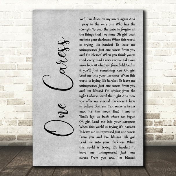 Depeche Mode One Caress Grey Rustic Script Song Lyric Music Art Print