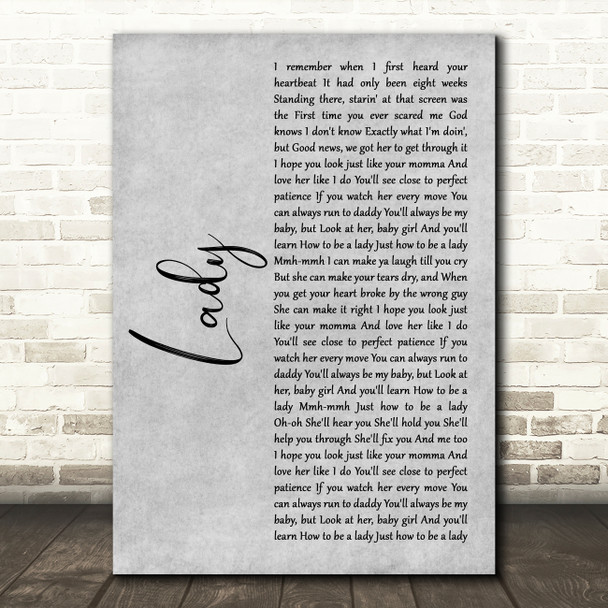 Brett Young Lady Grey Rustic Script Song Lyric Music Art Print