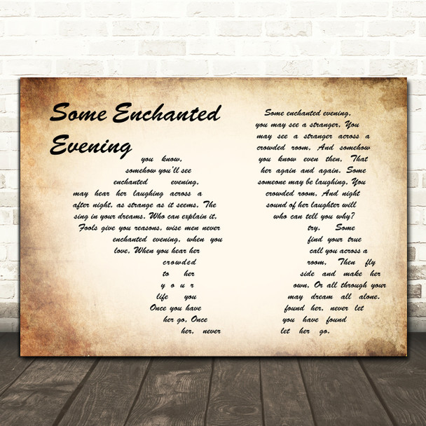 South Pacific Some Enchanted Evening Man Lady Couple Song Lyric Music Art Print