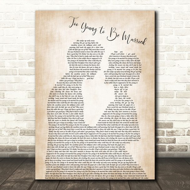 The Hollies Too Young to Be Married Man Lady Bride Groom Wedding Song Lyric Music Art Print