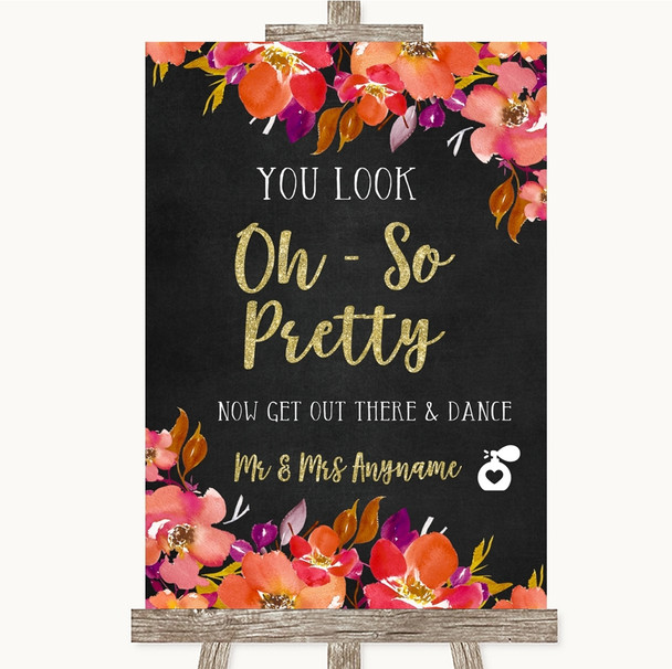 Pink Coral Orange & Purple Toilet Get Out & Dance Personalized Wedding Sign