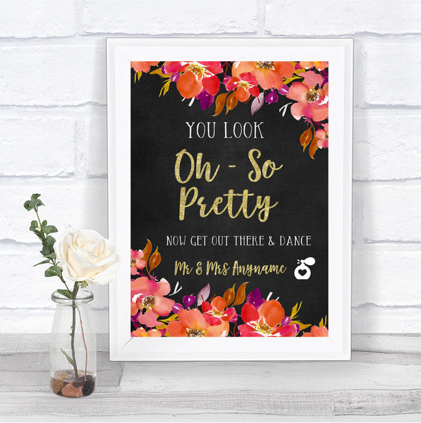Pink Coral Orange & Purple Toilet Get Out & Dance Personalized Wedding Sign