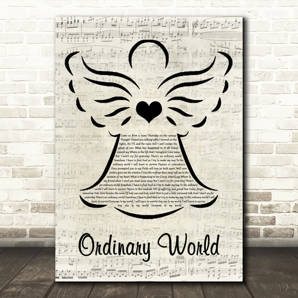 Duran Duran Ordinary World Music Script Angel Song Lyric Music Art Print