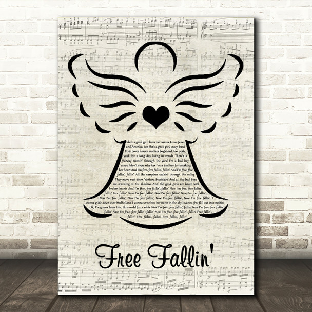 Tom Petty Free Fallin' Music Script Angel Song Lyric Music Art Print