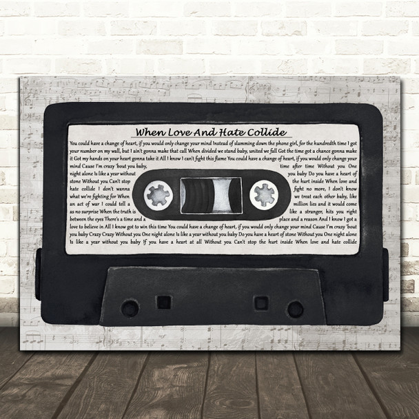 Def Leppard When Love And Hate Collide Music Script Cassette Tape Song Lyric Music Art Print