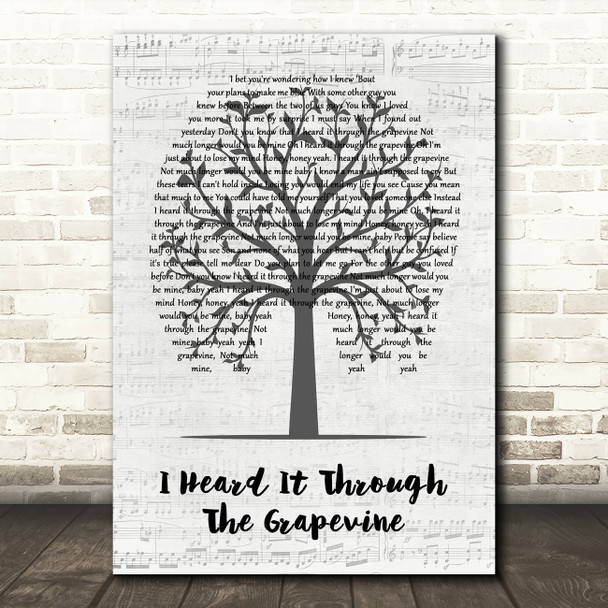 Marvin Gaye I Heard It Through The Grapevine Music Script Tree Song Lyric Music Art Print